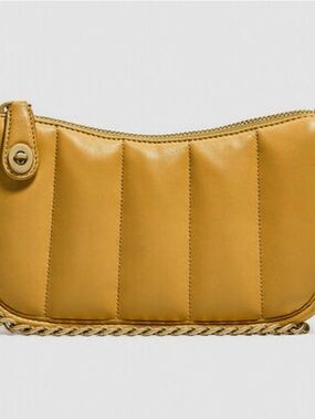 Coach Swinger 20 Leather Quilted Clutch w/ Chain Bag, Colour Buttercup